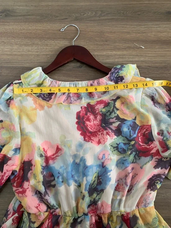 Zimmermann style O.P.T. Floral Ruffle Tie-Front Dress - Multicolor - Picture 9 of 16